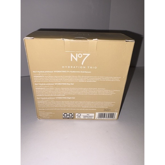 No7 Hydra Luminous+ Hydrating Trio Kit Set Day & Night Gel Hyaluronic Acid Serum - Picture 2 of 2